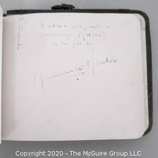 Antique Leather Bound Autograph Book with Signatures.  Includes Several Celebrities of the Era including Leslie Howard & Fanny Brice.