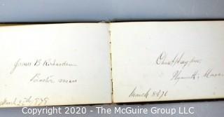 Antique Leather Bound Autograph Book with Signatures.  Includes many influential people from the era.  List of signatures included in photos.  