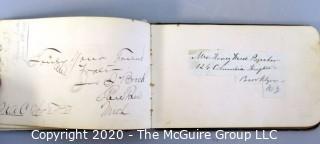 Antique Leather Bound Autograph Book with Signatures.  Includes many influential people from the era.  List of signatures included in photos.  