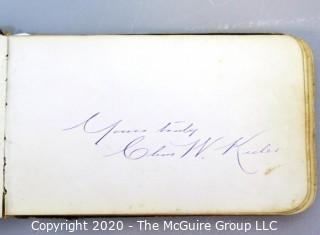 Antique Leather Bound Autograph Book with Signatures.  Includes many influential people from the era.  List of signatures included in photos.  