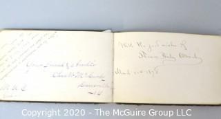 Antique Leather Bound Autograph Book with Signatures.  Includes many influential people from the era.  List of signatures included in photos.  