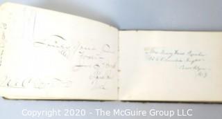 Antique Leather Bound Autograph Book with Signatures.  Includes many influential people from the era.  List of signatures included in photos.  