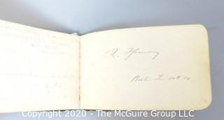 Antique Leather Bound Autograph Book with Signatures.  Includes many influential people from the era.  List of signatures included in photos.  