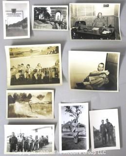 Group of WWII Black & White Photo Album Pictures Featuring Military Service. 