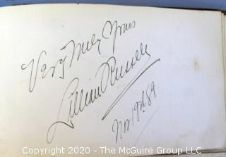 Antique Leather Bound Autograph Book with Signatures.  List of Signatures Included.