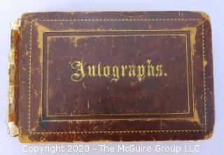 Antique Leather Bound Autograph Book with Signatures.  List of Signatures Included.