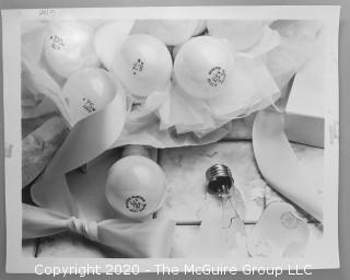 Large Format Black & White Photo Still of Light Bulbs Signed GYAO.  Measures approximately 14" x 11".