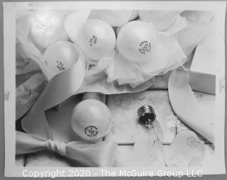 Large Format Black & White Photo Still of Light Bulbs Signed GYAO.  Measures approximately 14" x 11".