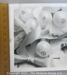 Large Format Black & White Photo Still of Light Bulbs Signed GYAO.  Measures approximately 14" x 11".