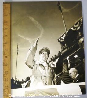 Vintage Large Format Black & White Photograph of General MacArthur.  Presumed Rickerby.  Measures approximately 14" x 10".