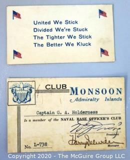 Collection of Vintage Membership and Collector Cards.  Includes Some From Military Clubs.