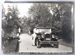 Vintage Undated Black & White Photograph of Man with Automobile.  Measures approximately 5" x 7".