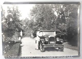 Vintage Undated Black & White Photograph of Man with Automobile.  Measures approximately 5" x 7".