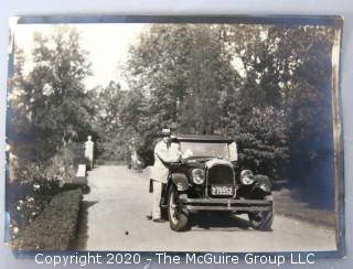 Vintage Undated Black & White Photograph of Man with Automobile.  Measures approximately 5" x 7".