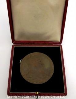 1902 British Bronze Medal Commemorating The Coronation Of Edward VII And Queen Alexandra in Case. 