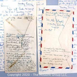 Eight WWII Military Service Letters between Serviceman and Sweetheart.  Discusses Visit to Hollywood. 