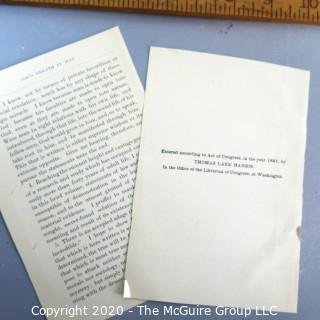 Pair of 2 Photos Signed by Thomas Lake Harris with Two Book Pages.  