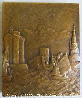 One Heavy Bronze Medal Plaque by French Artist Ernesta Robert-Merignac of Charentaise (Marans).