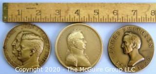 Three Heavy Bronze Commemorative Medals.  Includes John F Kennedy Peace Medal, Smithsonian Medal and Resolution of Congress, November 1844 Major General Peter Porter.