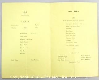 1942 WW II Menu and Party Information from Luau Held in Hawaii for Military 