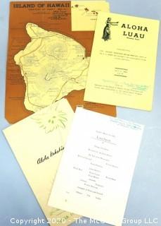 1942 WW II Menu and Party Information from Luau Held in Hawaii for Military 