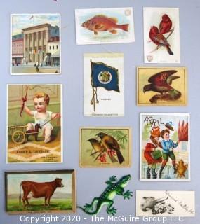 Group of Advertising Cards, Ephemera and One Cigarette Silk. 