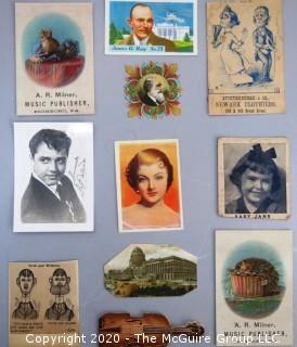 Group of Advertising Cards and Ephemera.  Includes Celebrity Cards, One Signed.