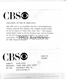 Photo: Print: Press Release: Vintage Movie: Alan Alda lot