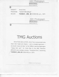 Photo: Print: Press Release: Vintage TV Show: Goodtime Girls Lot