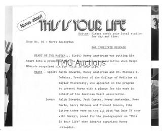 Photo: Print: Press Release: Vintage TV Show: This is your life - Morey Amsterdam