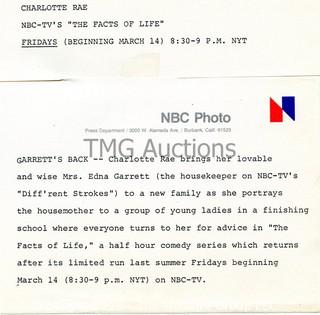 Photo: Print: Press Release: Vintage TV Show: Facts of Life