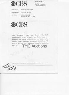 Photo: Print: Press Release: Vintage TV Show: Grand Slam lot