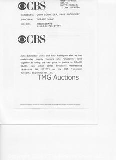 Photo: Print: Press Release: Vintage TV Show: Grand Slam lot