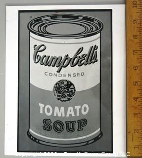 Art: Photo print: B&W: Andy Warhol: Soup Can; Museum show 1991
