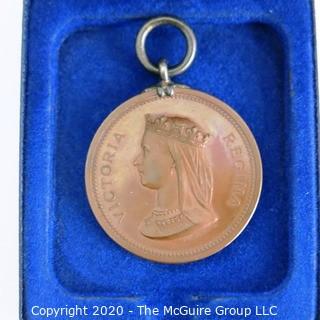 Victoria Regina Mounted Medal Inscribed Langley School 1880 on Reverse. 