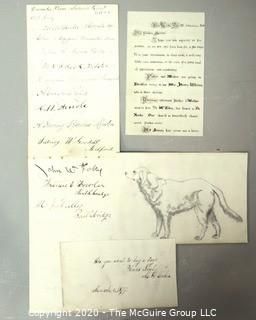 Group of Antique Ephemera.  Includes Signatures from December 1887 Superior Court, Dog Available to Adopt and Personal Correspondence with Ornate Script. 