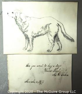 Group of Antique Ephemera.  Includes Signatures from December 1887 Superior Court, Dog Available to Adopt and Personal Correspondence with Ornate Script. 