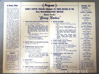 Group of Vintage Theater Ephemera.  Includes Red Silk Playbill from the Garden Theater, French Photo Still, Program from Loews Theater, etc. 