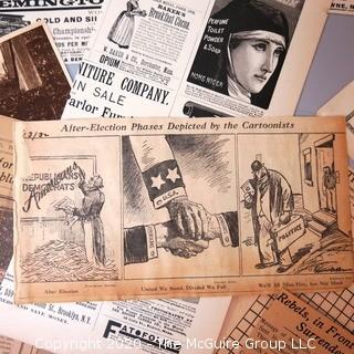 Group of Clipped Ephemera From Magazines and Newspapers. 