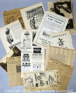 Group of Clipped Ephemera From Magazines and Newspapers. 