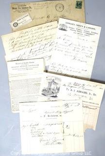 Group of Ephemera.  Includes Record of Chores from the Modern Health Crusaders, Receipt from the Undertaker and Marble Works, Etc. 