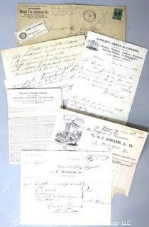 Group of Ephemera.  Includes Record of Chores from the Modern Health Crusaders, Receipt from the Undertaker and Marble Works, Etc. 