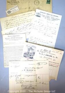 Group of Ephemera.  Includes Record of Chores from the Modern Health Crusaders, Receipt from the Undertaker and Marble Works, Etc. 