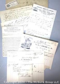 Group of Ephemera.  Includes Record of Chores from the Modern Health Crusaders, Receipt from the Undertaker and Marble Works, Etc. 