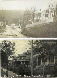 Two Vintage Black & White Real Photo Postcards RPPC of Neighborhood Street Scenes of Pennsylvania. 