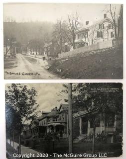 Two Vintage Black & White Real Photo Postcards RPPC of Neighborhood Street Scenes of Pennsylvania. 