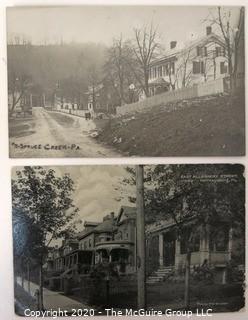 Two Vintage Black & White Real Photo Postcards RPPC of Neighborhood Street Scenes of Pennsylvania. 