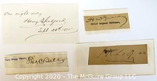 Five Antique 1880 Signatures of Officials and Members of Congress.