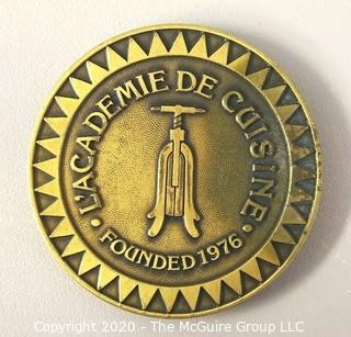 Heavy Bronze Medal from the L’Academie de Cuisine, Renowned Cooking School in Washington DC. 