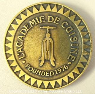 Heavy Bronze Medal from the L’Academie de Cuisine, Renowned Cooking School in Washington DC. 